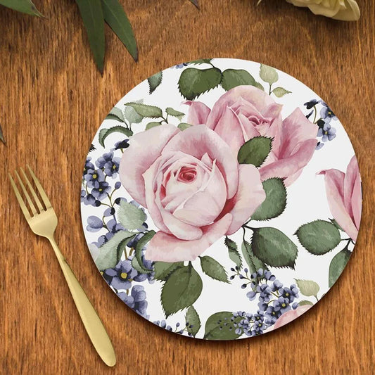Rose buds and blue flowers Trivets | CST 002 (set of 2)