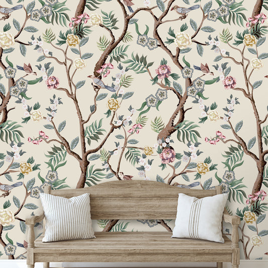 Oriental Birds & flowers Wallpaper | WP 140
