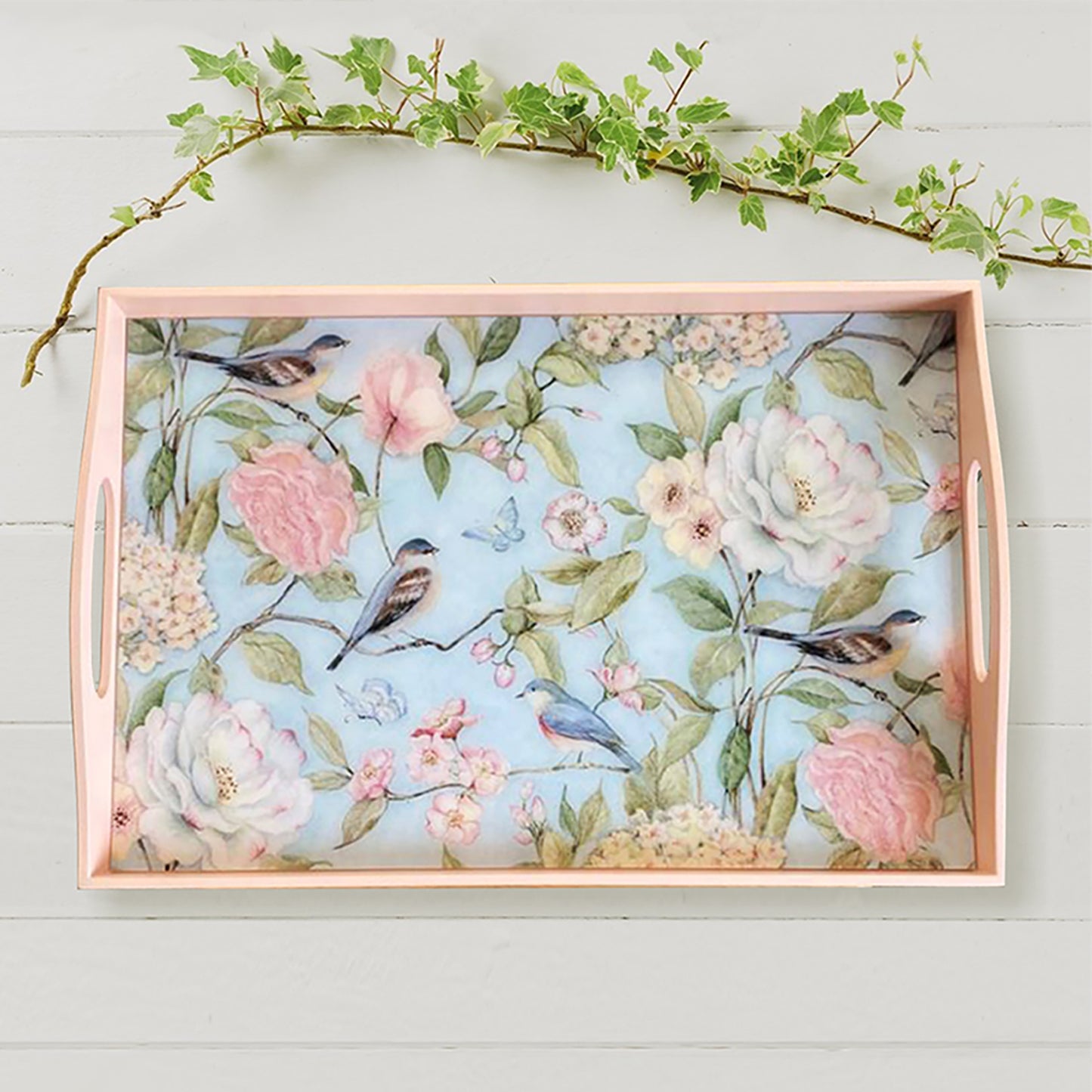 Vintage Floral and Birds Tray