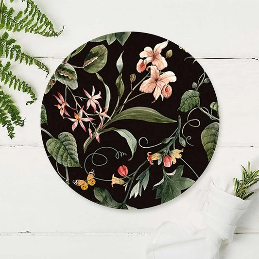 Exotic tropical orchids and green leaves (Black) Trivets | CST 020(set of 2)