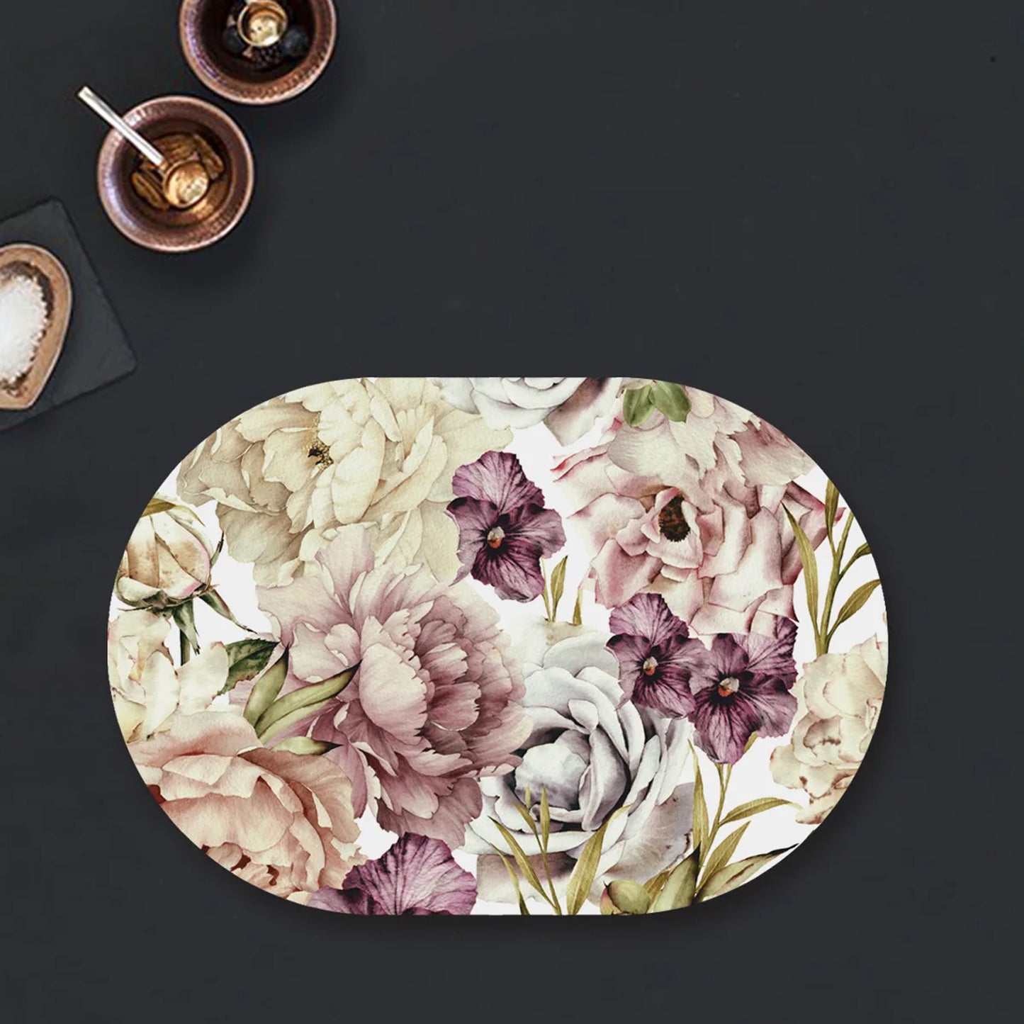 Peach and wine floral Table Mat | TM 037 (set of 2)