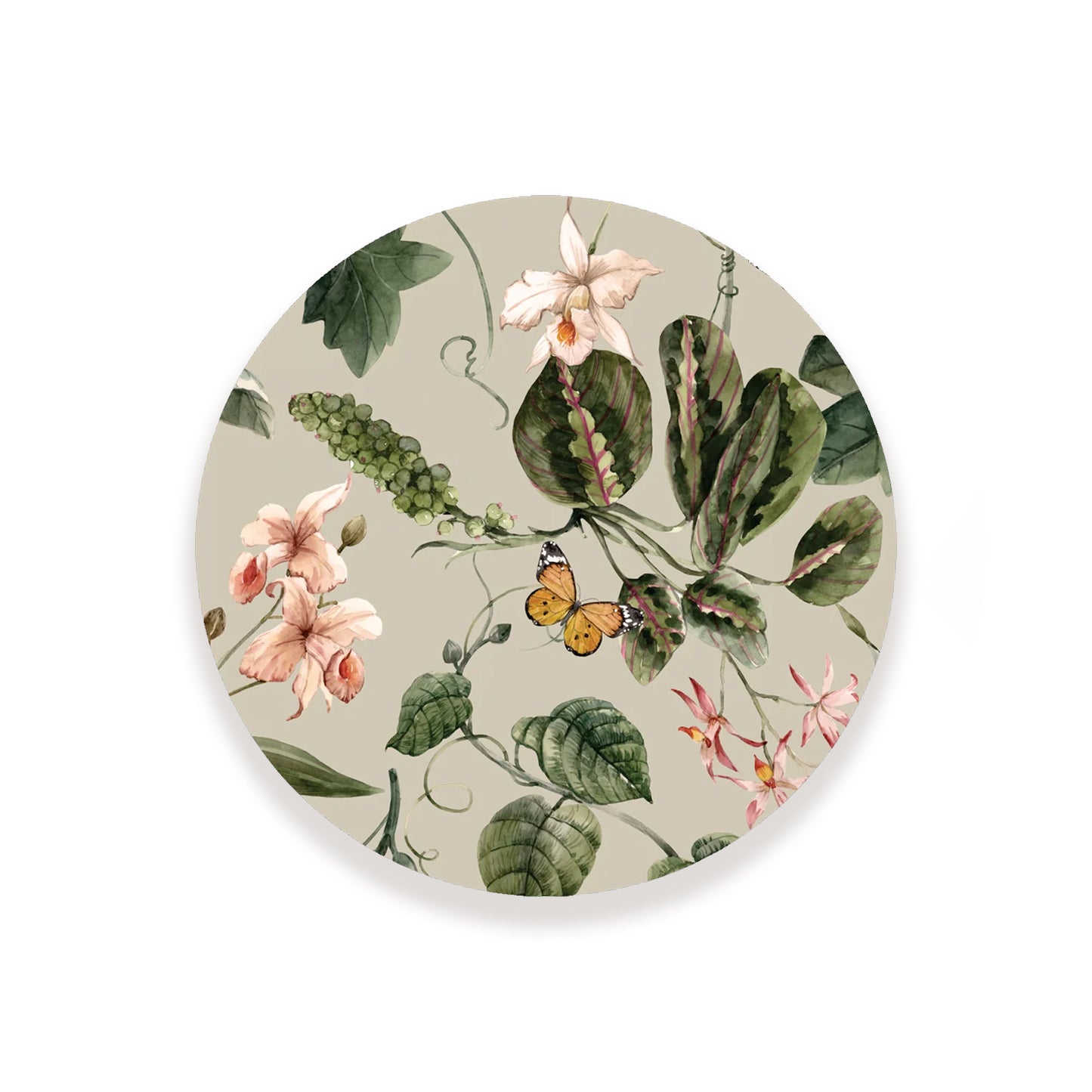 Exotic tropical orchids and green leaves Trivets | CST 021(set of 2)