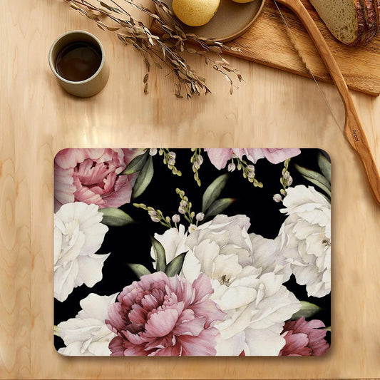 watercolor peonies on dark background Table Mat | Placemats TM 058 (set of 2)