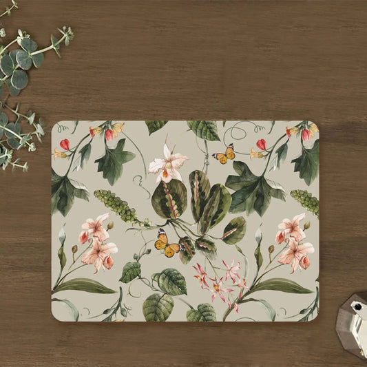 Exotic tropical orchids and green leaves Table Mat | TM 025 (set of 2)