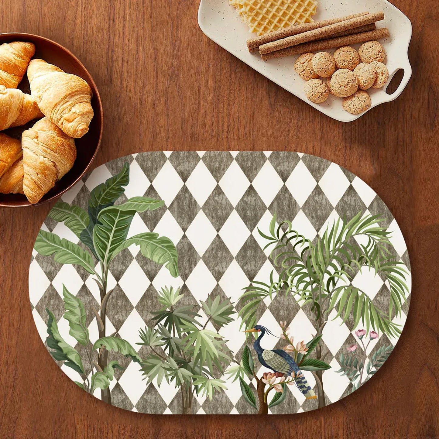 Tropic Jungle on Geometrical Pattern Table Mat | Placemats TM 050 (set of 2)