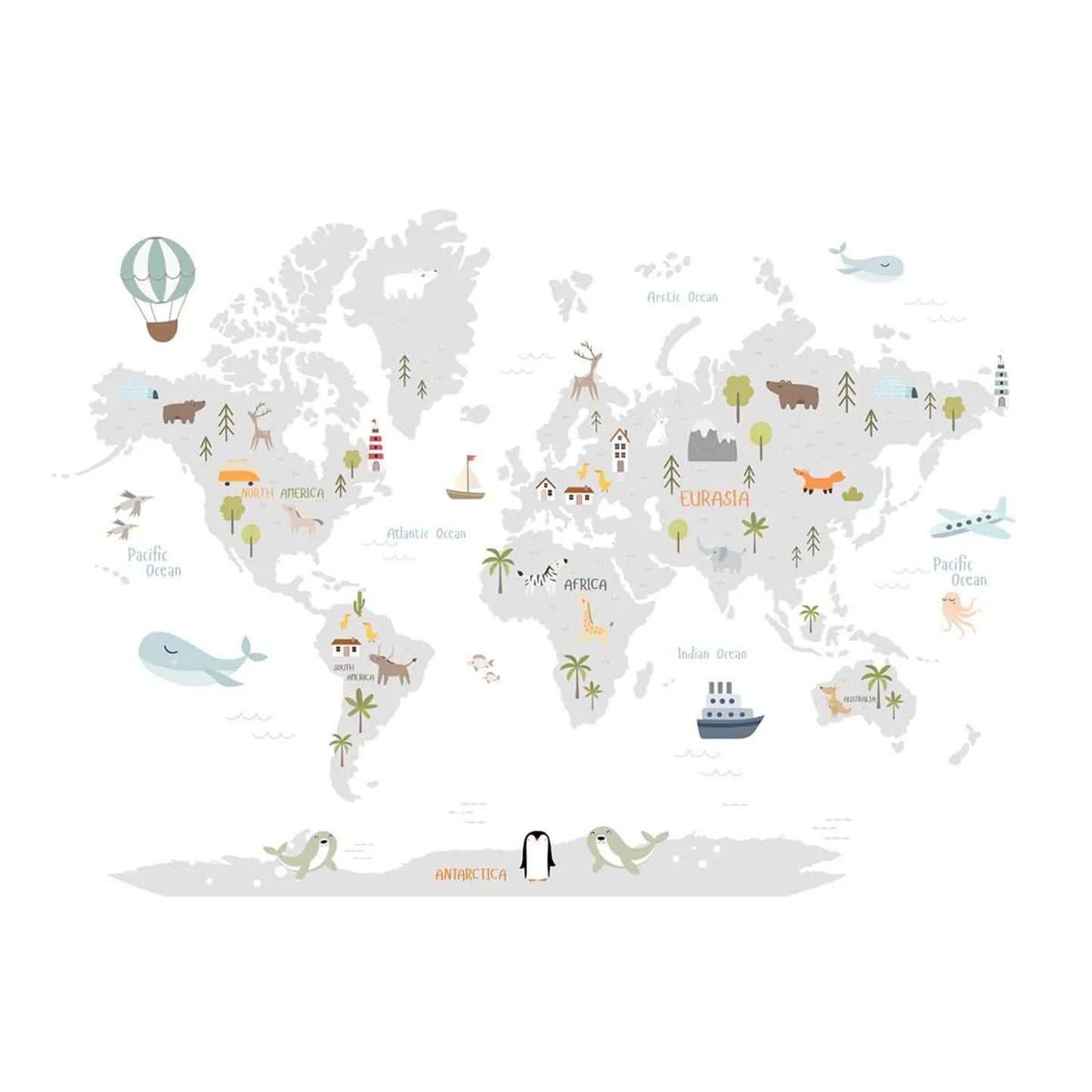 Kids World Map Wallpaper (White Background) | WP 047