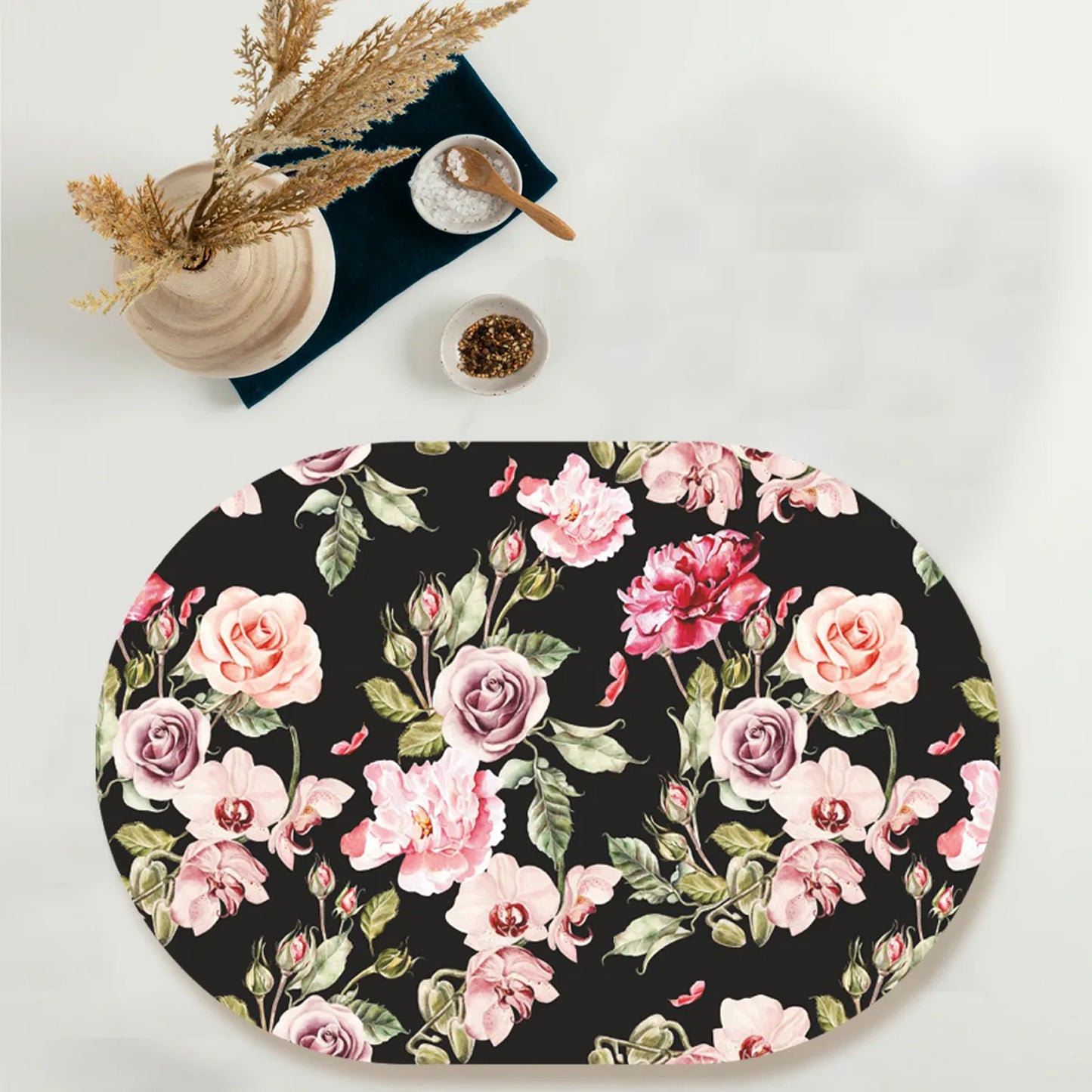 Orchid, Roses and Peony flowers Table Mat | TM 004 (set of 2)