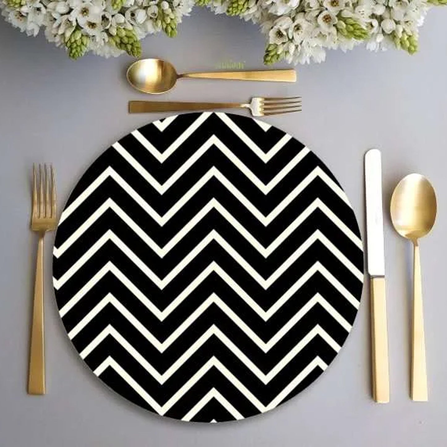 Black and white Chevron print Table Mat | TM 028 (set of 2)