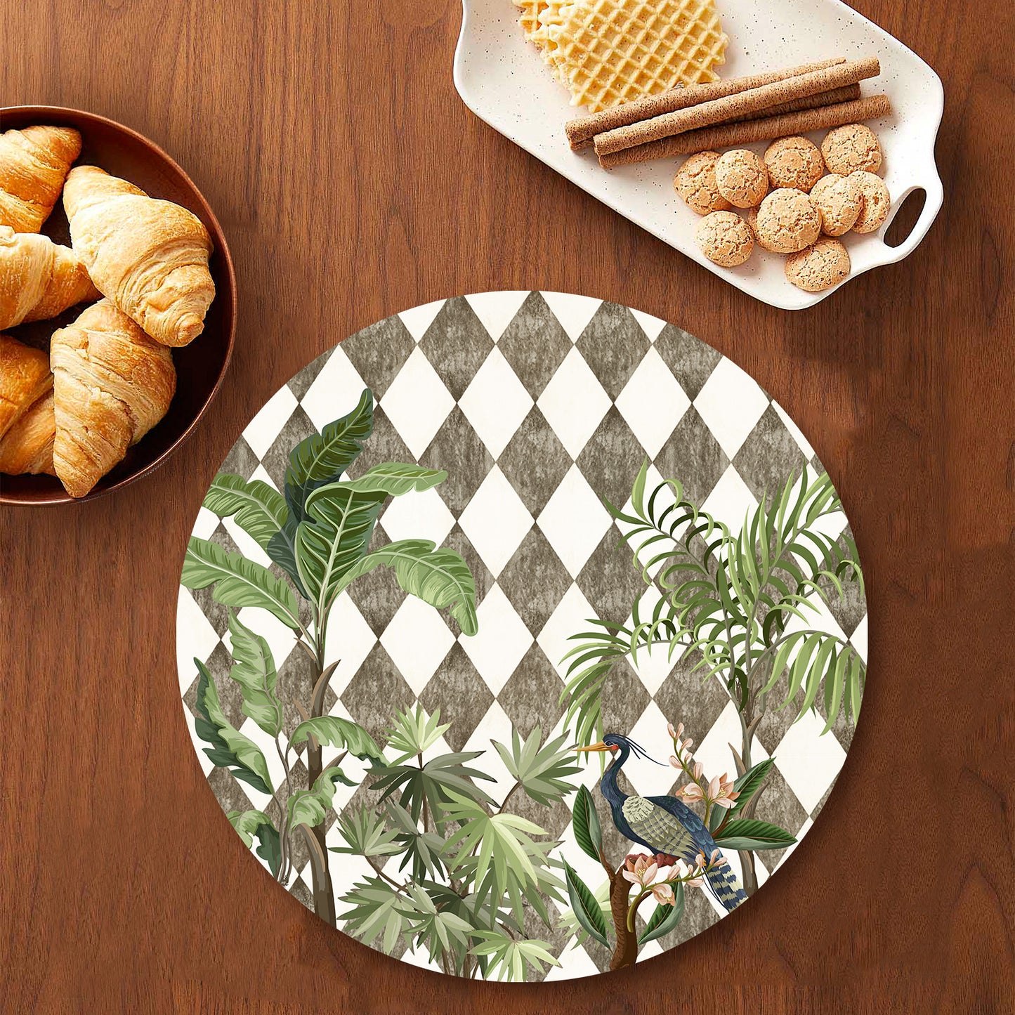 Tropic Jungle on Geometrical Pattern Table Mat | Placemats TM 050 (set of 2)