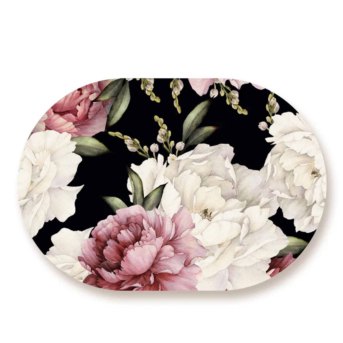 watercolor peonies on dark background Table Mat | Placemats TM 058 (set of 2)