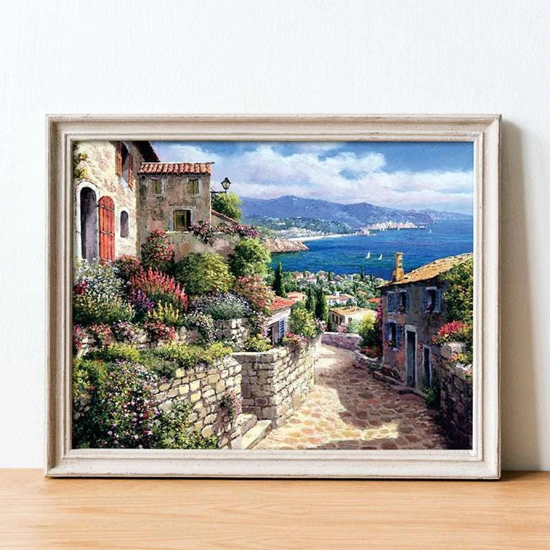 Canvas Wall Art - Mediterranean Scenic Seaside - Wall Painting for