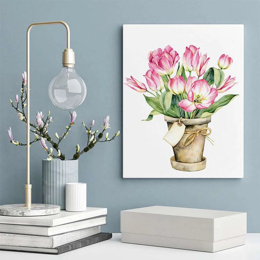Bouquet Of Tulips in a Pot Canvas