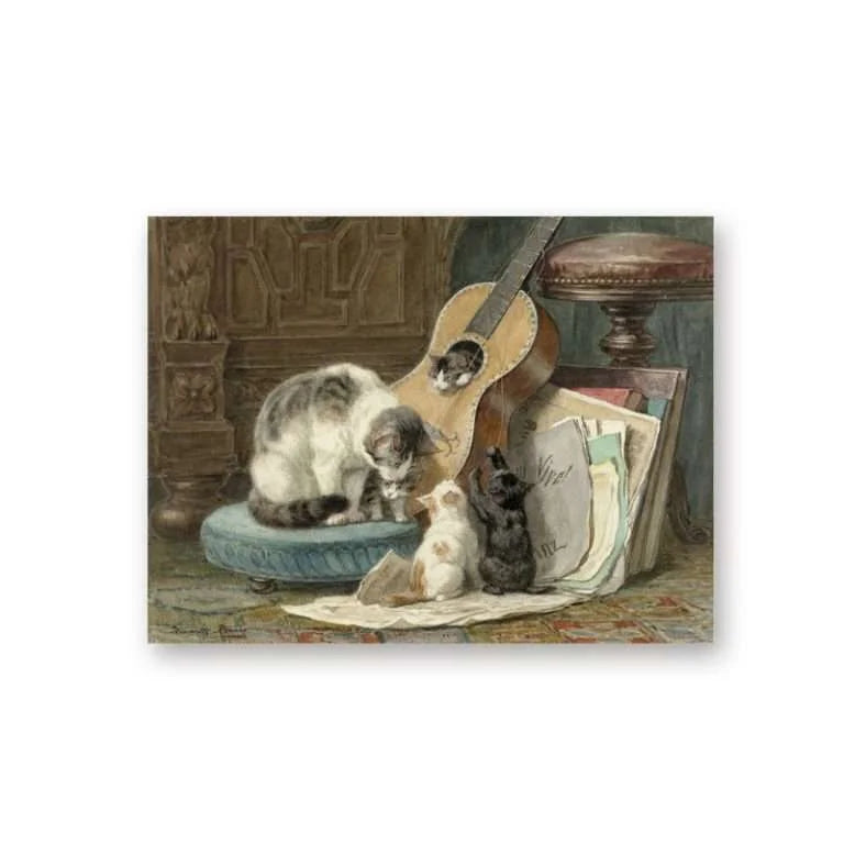 A Mother Cat with Her Four kittens Canvas
