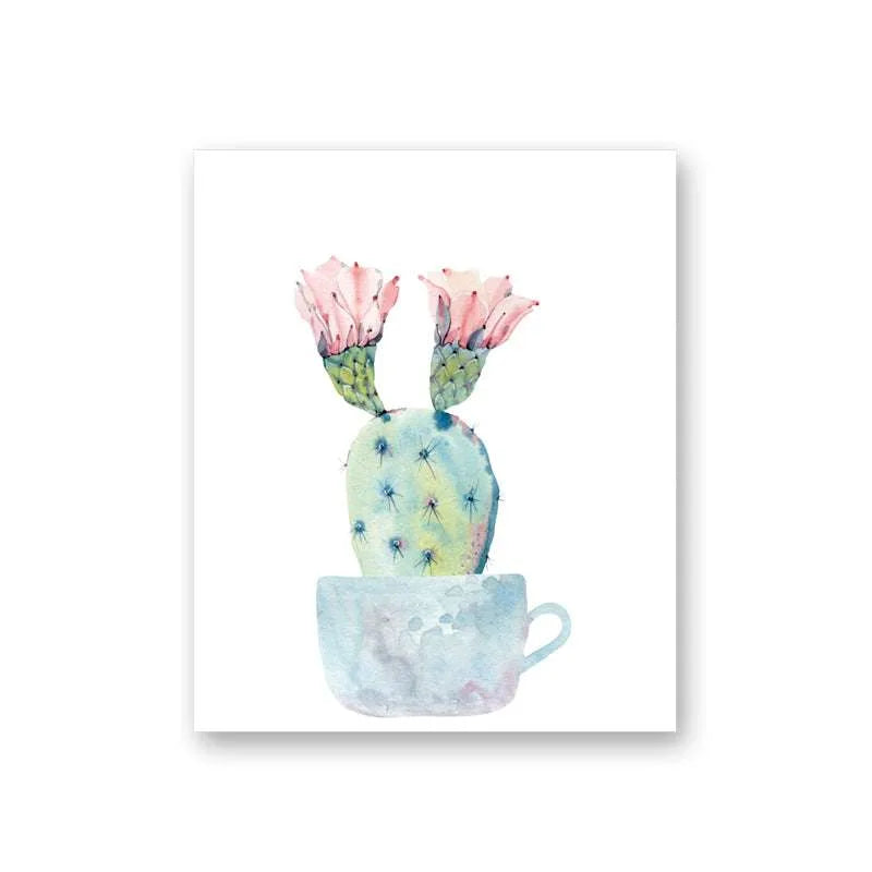 Watercolor Chin Cactus Canvas | ART-087