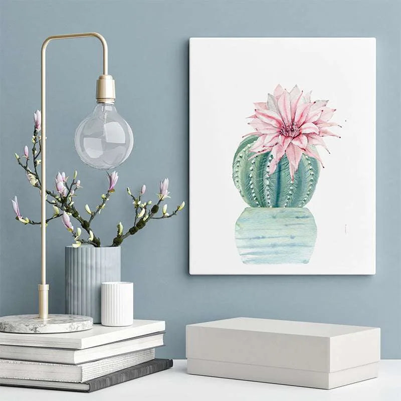 Watercolor Dwarf Chin Cactus Canvas