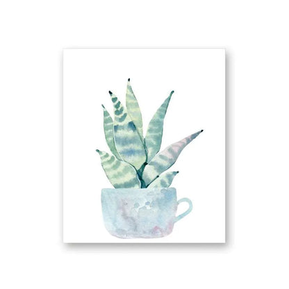 Watercolor Zebra Haworthia Cactus Canvas | ART-093