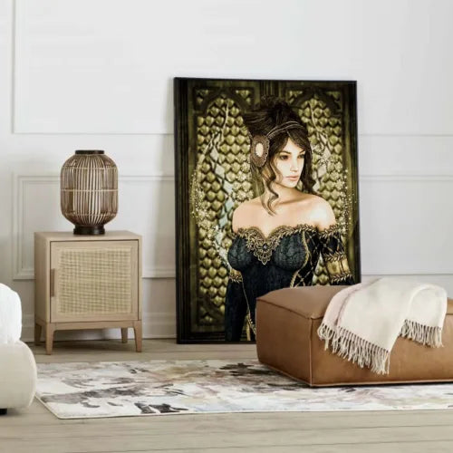 Beautiful Princess on a Fairytale Castle Canvas