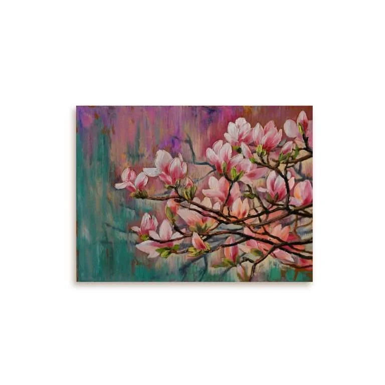 Sakura Branch on Abstract Background Canvas