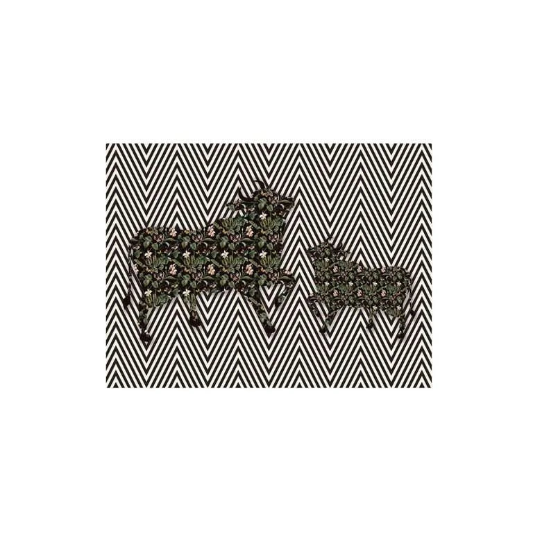 Botanical Bovines on Chevron Background Canvas | ART 015
