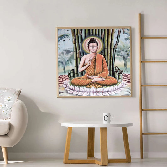 Meditating Buddha Under Tree Canvas
