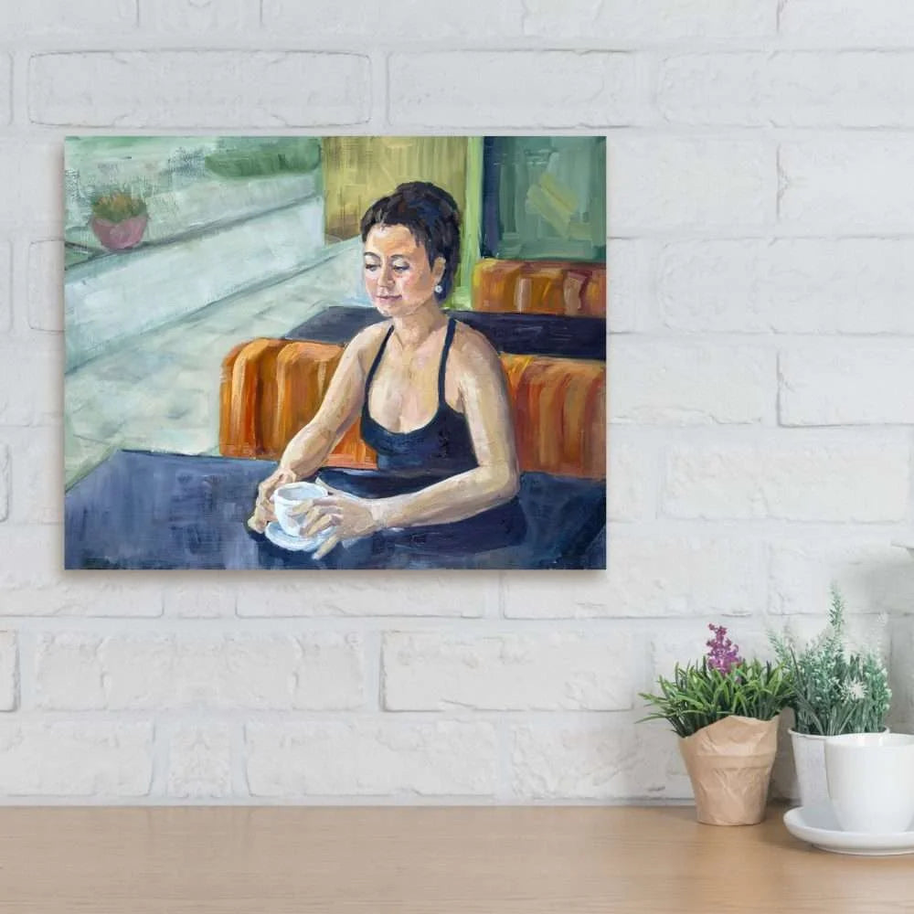 Girl with Coffee Canvas