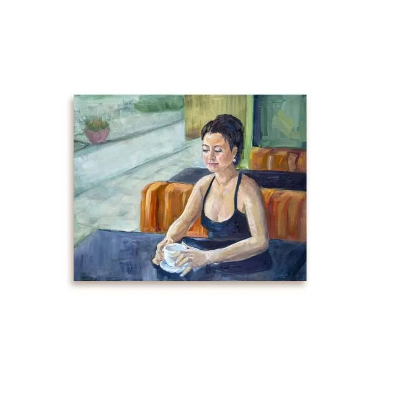 Girl with Coffee Canvas