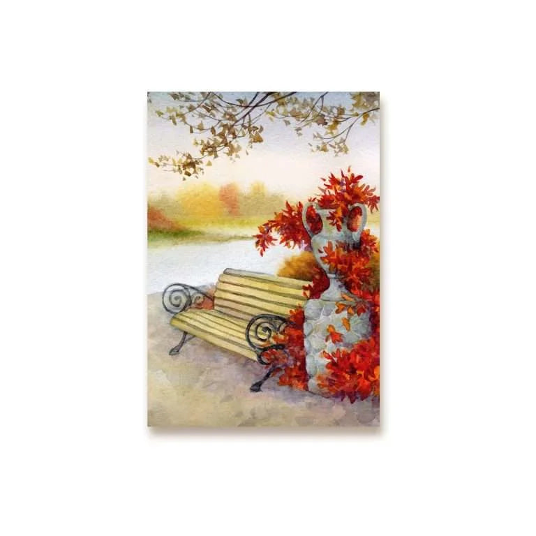 Bench near the trail in Park Canvas