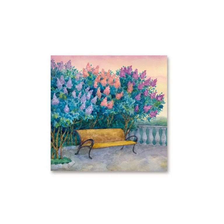 Bench Under A Flowering Lilac