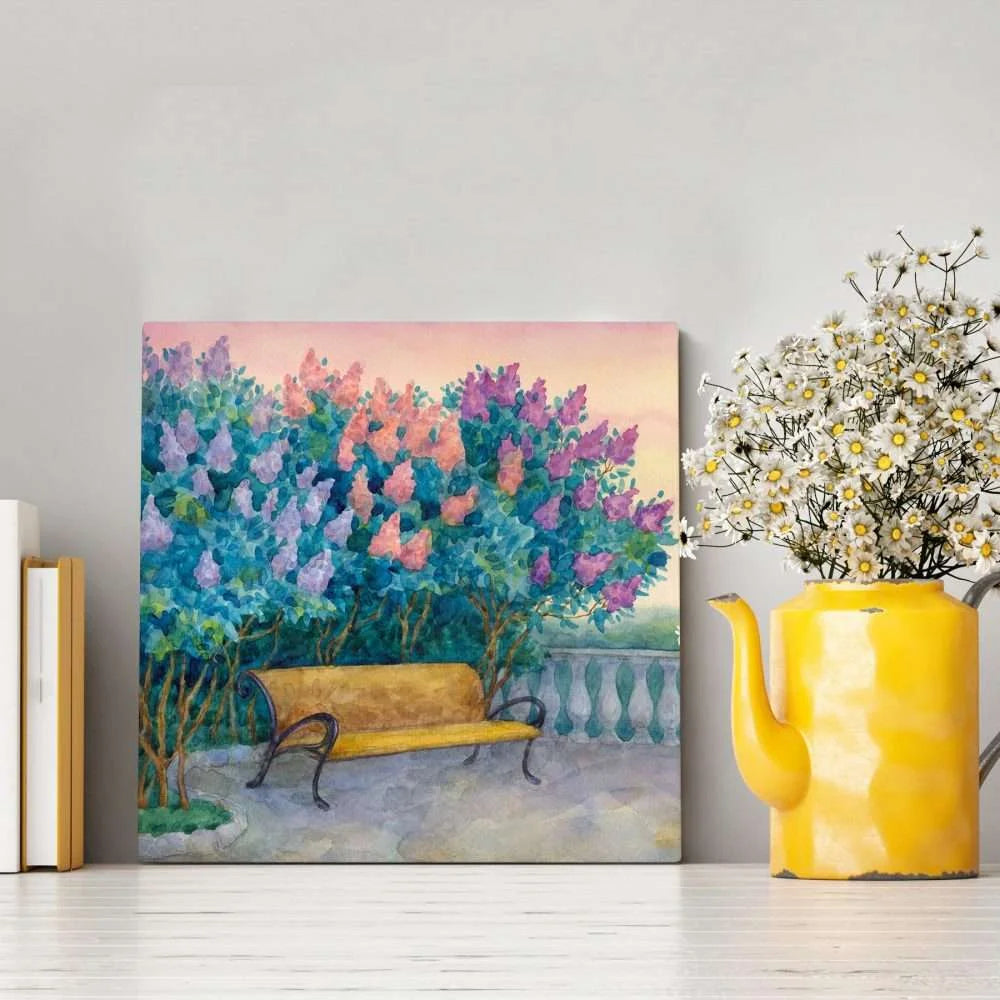 Bench Under A Flowering Lilac