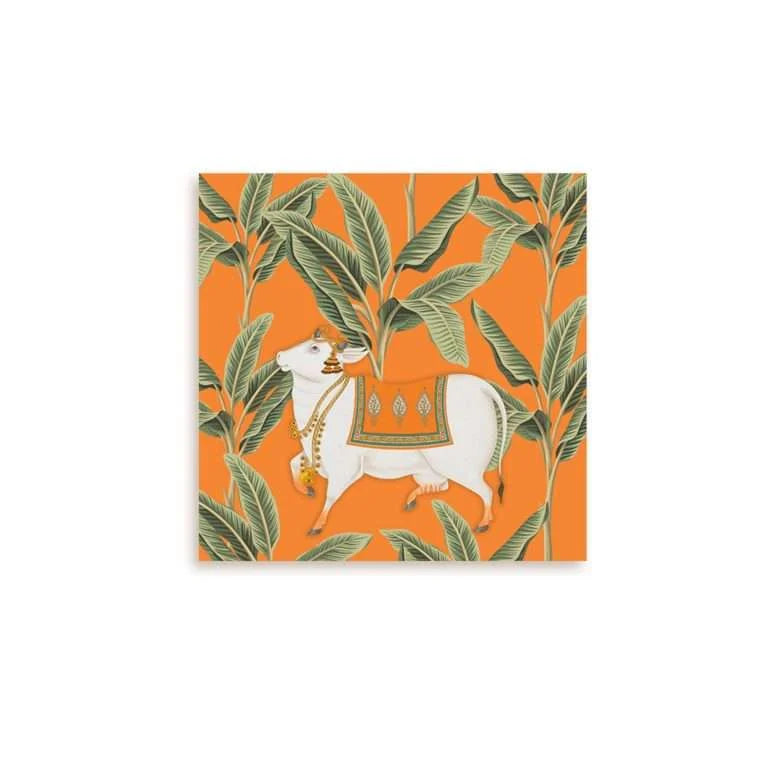 Sacred Kamdhenu & Banana Tree Canvas