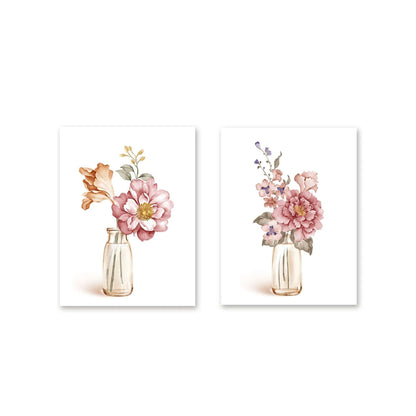 Watercolor Flowers – Peach Canvas