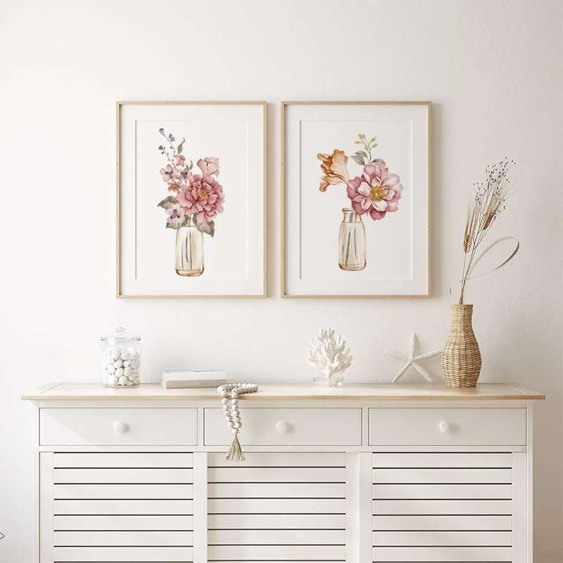 Watercolor Flowers – Peach Canvas | ART-089