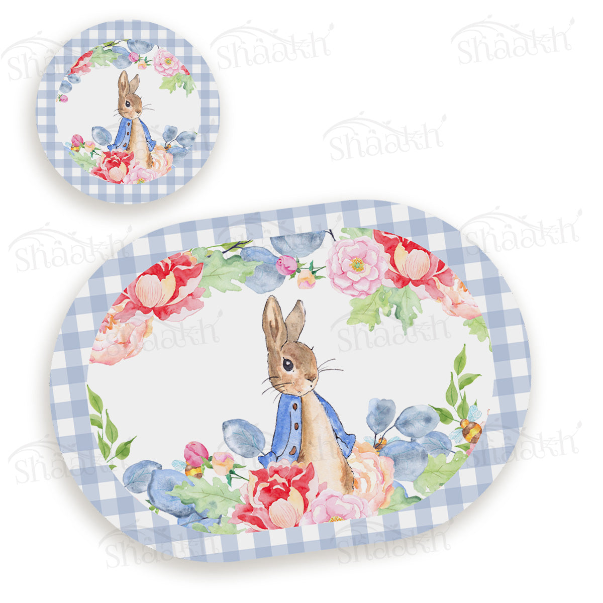 Bunny in Wonderland Coordinated Set | TWC 081 (8 Mats, 4 Trivets)