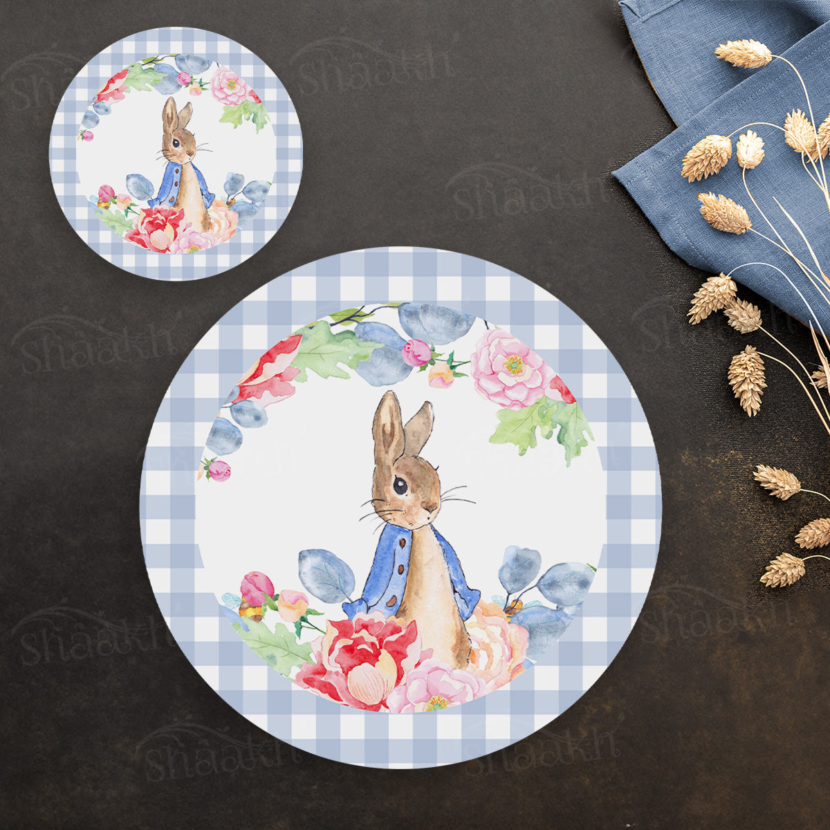 Bunny in Wonderland Coordinated Set | TWC 081 (8 Mats, 4 Trivets)