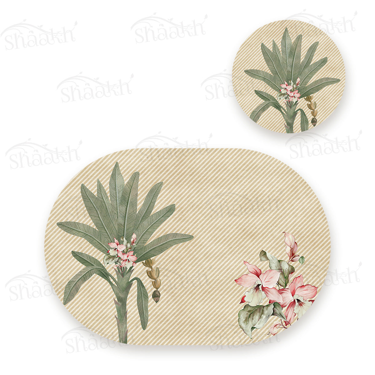Classic Palm Coordinated Set | TWC 082 (8 Mats, 4 Trivets)