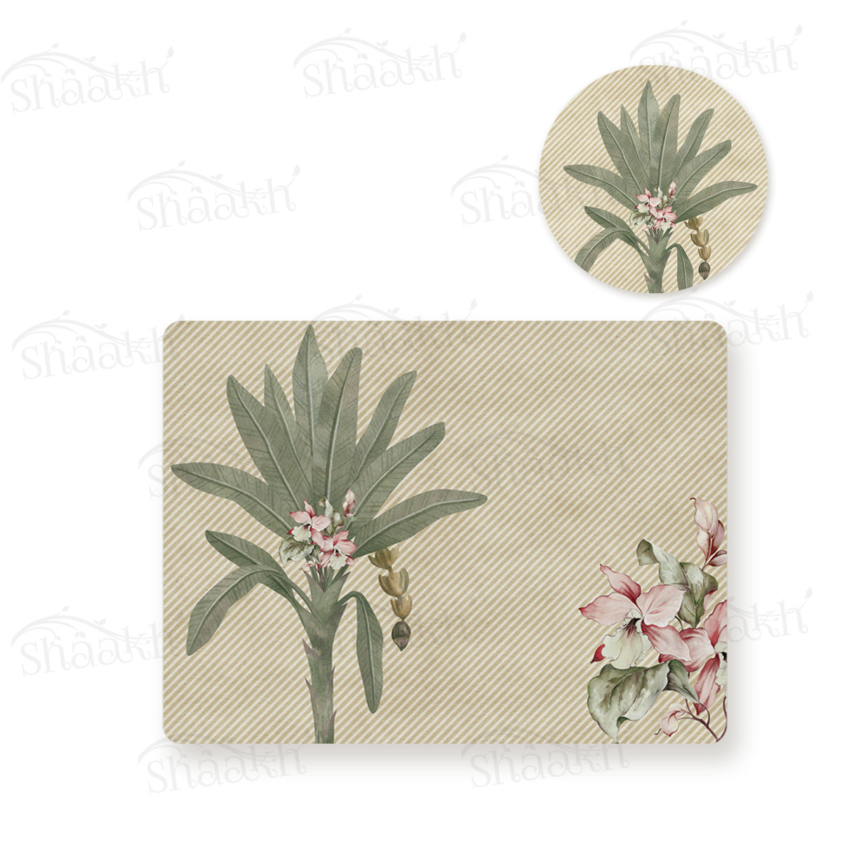 Classic Palm Coordinated Set | TWC 082 (8 Mats, 4 Trivets)