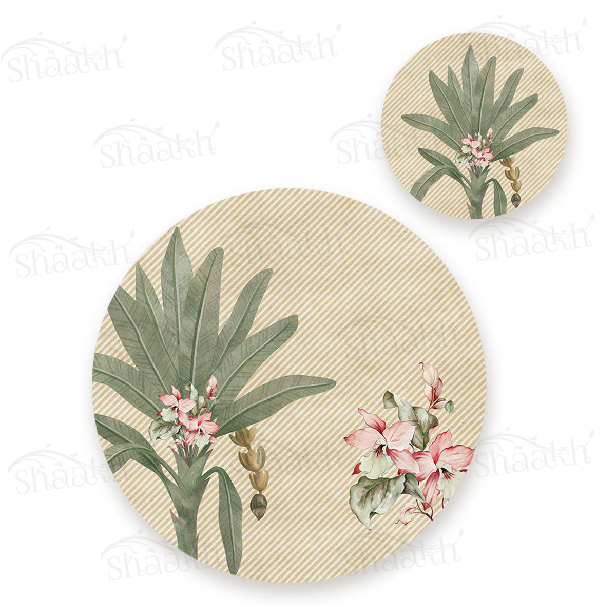 Classic Palm Coordinated Set | TWC 082 (8 Mats, 4 Trivets)