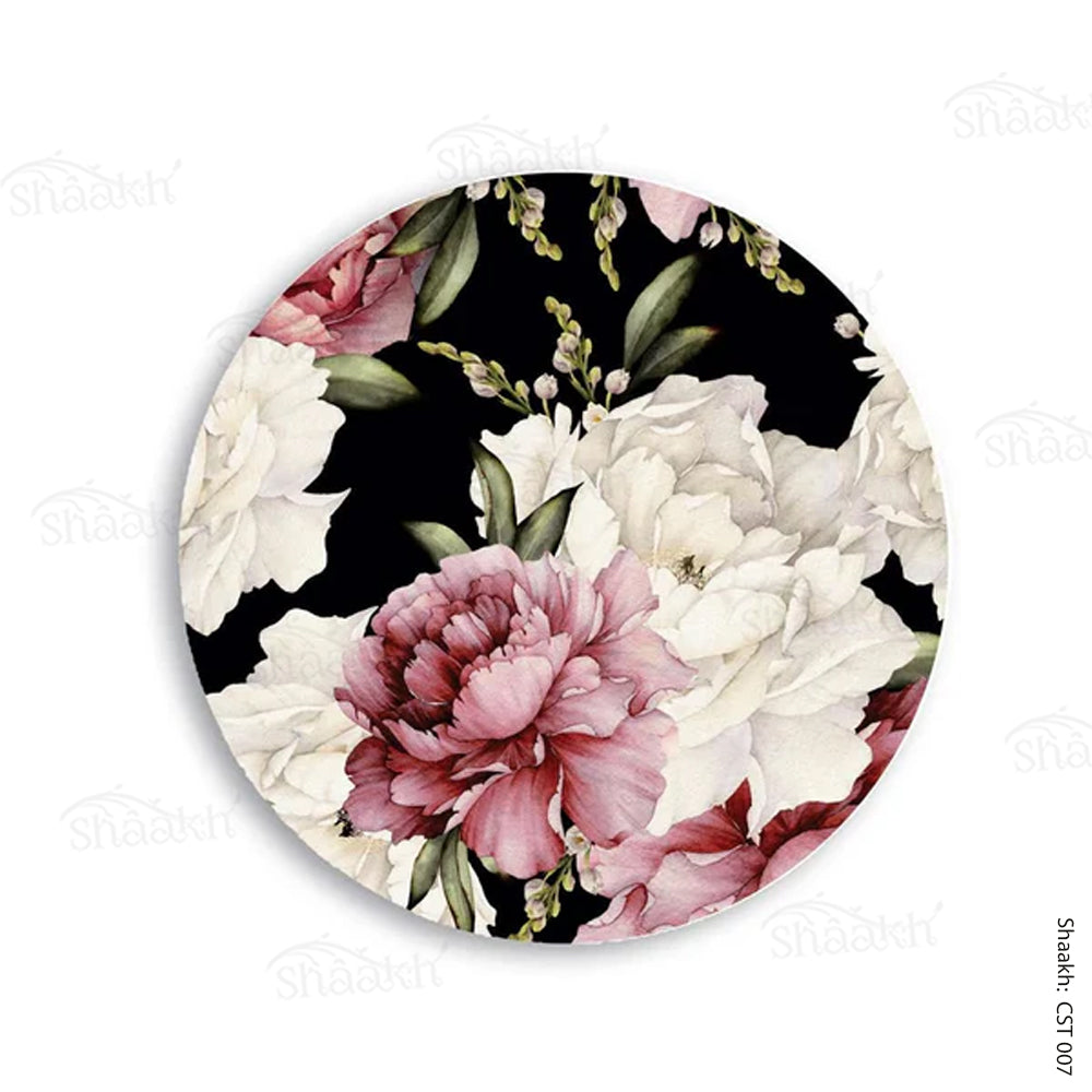 Watercolor Peonies on Dark Background Trivets | CST 007 (set of 2)