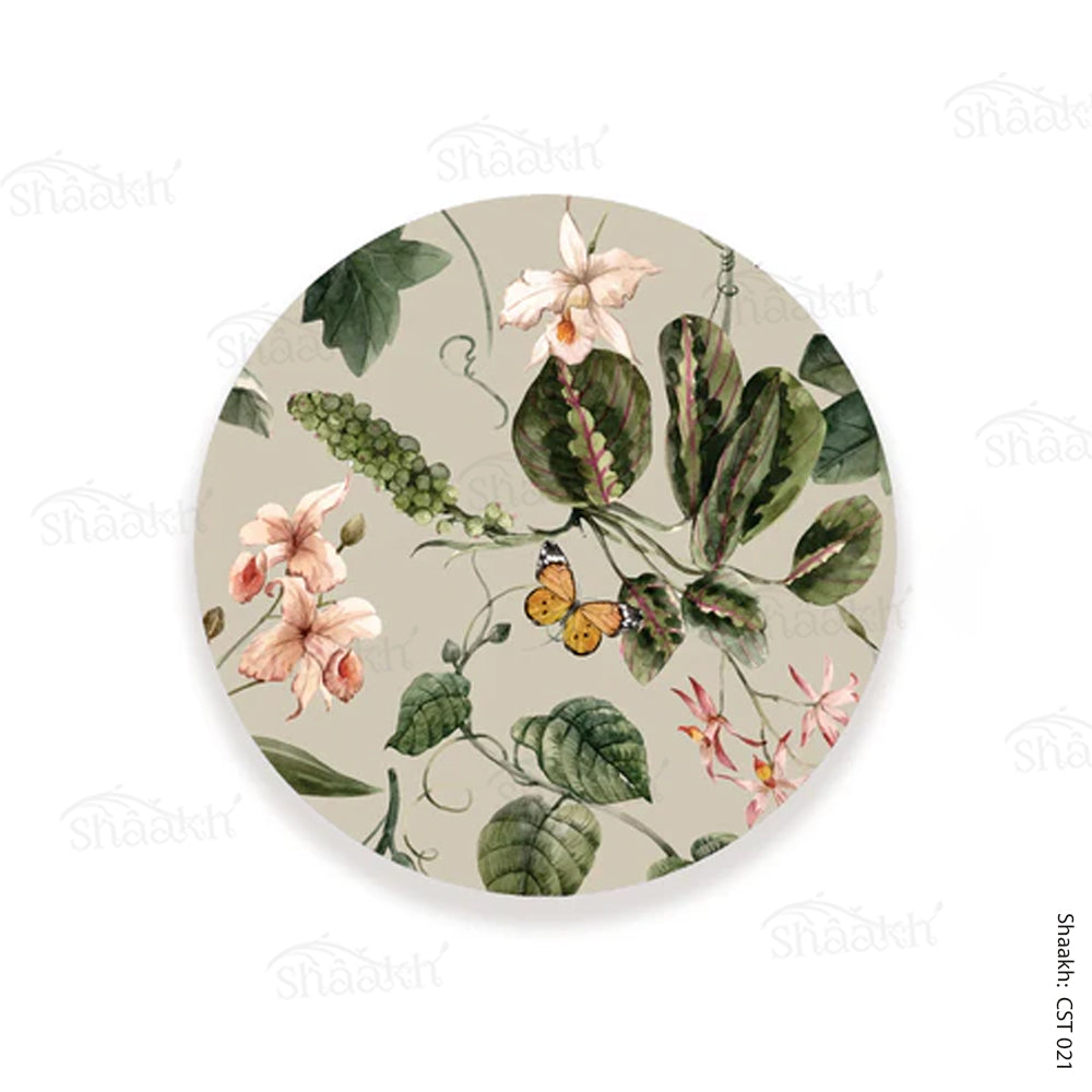 Exotic tropical orchids and green leaves Trivets | CST 021(set of 2)