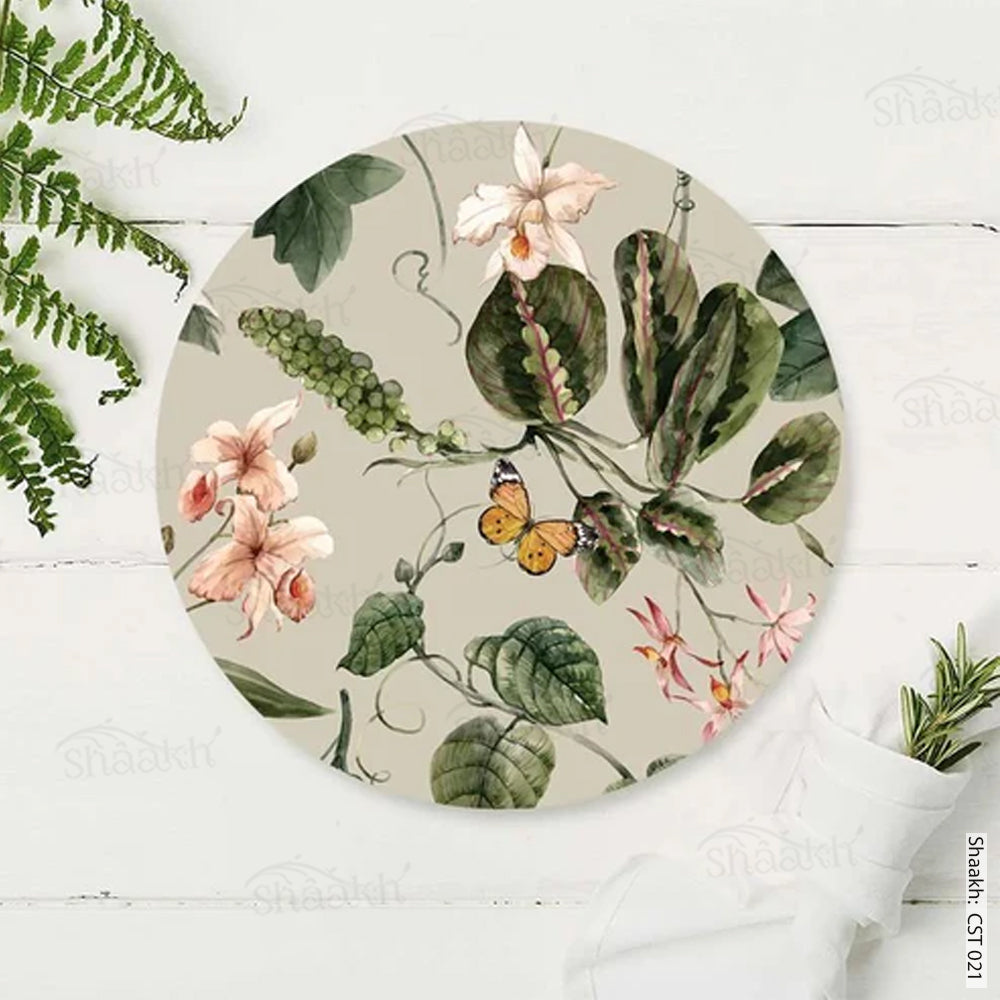 Exotic tropical orchids and green leaves Trivets | CST 021(set of 2)