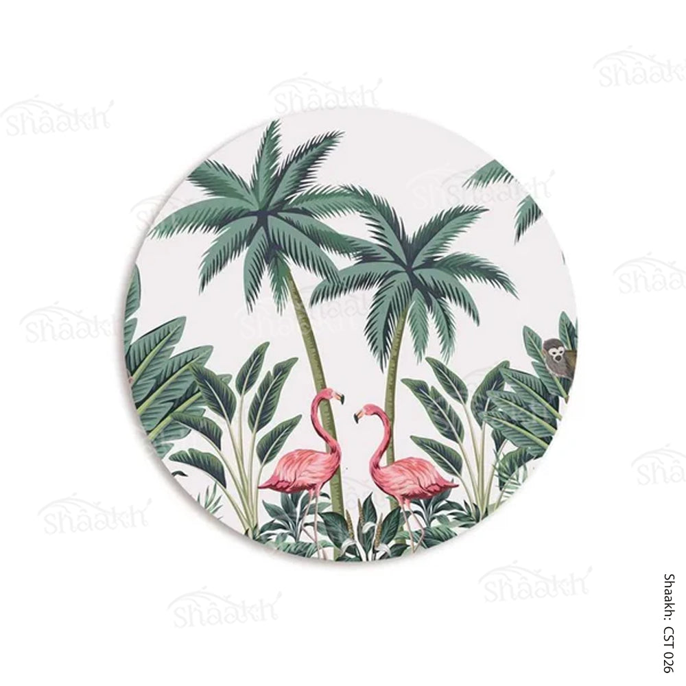 Vintage Palm tree and Flamingo Trivets | CST 026 (set of 2)