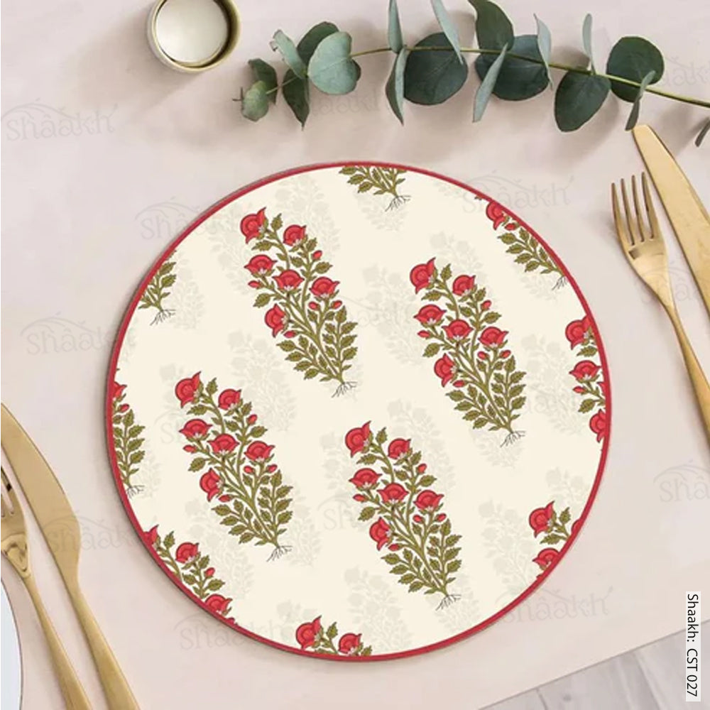 Mughal Motifs with ethnic border Trivets | CST 027 (set of 2)