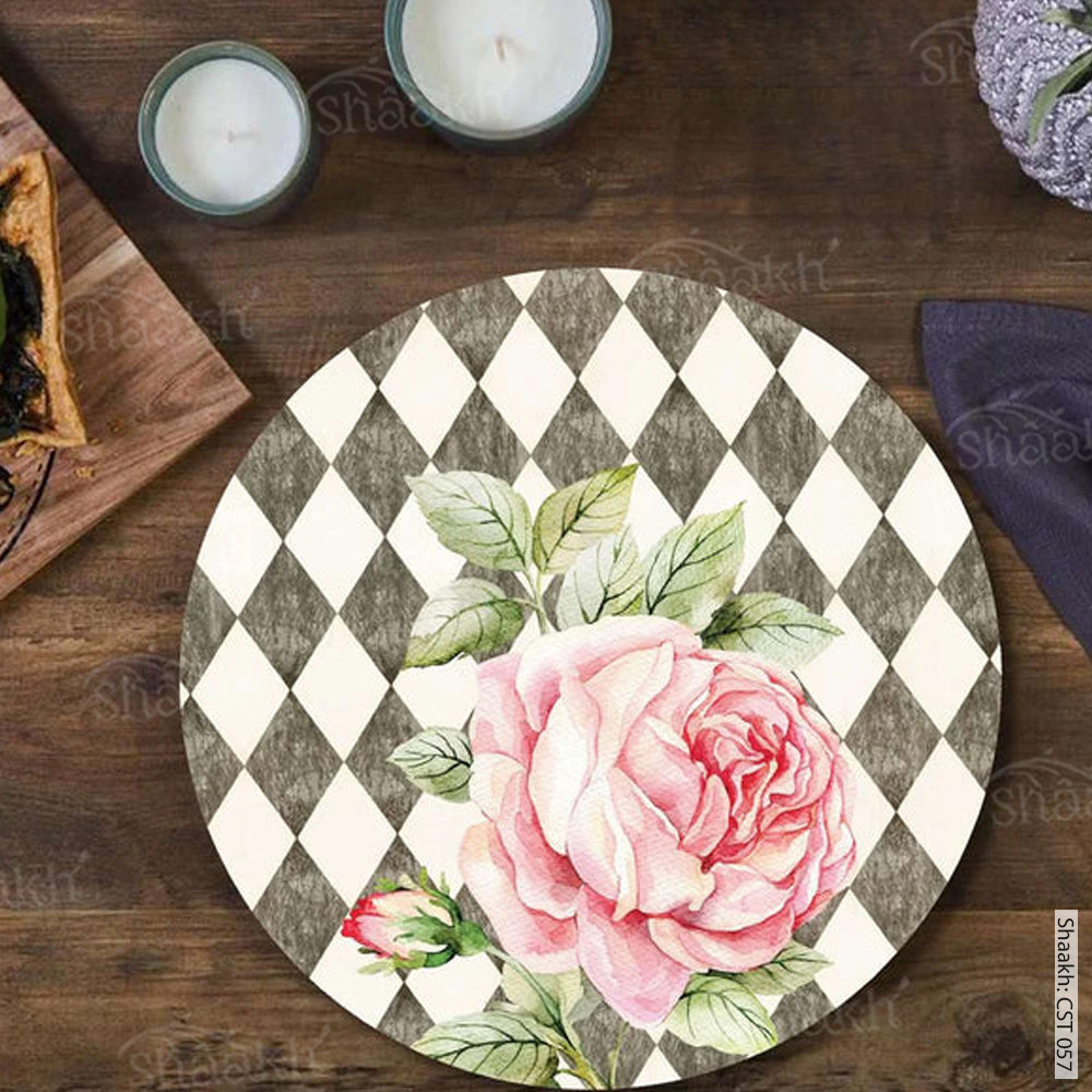 Pink Roses on Vintage Background Trivets | CST 057 (set of 2)