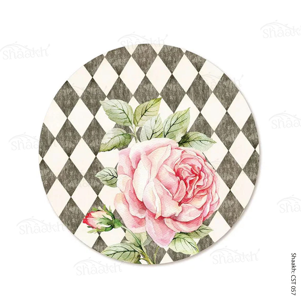 Pink Roses on Vintage Background Trivets | CST 057 (set of 2)