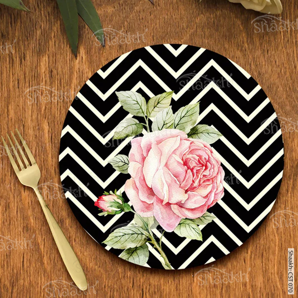 Rose wit Chavron Backgound Trivets | CST 070 (set of 2)