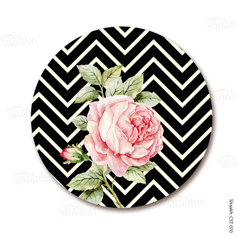 Rose wit Chavron Backgound Trivets | CST 070 (set of 2)