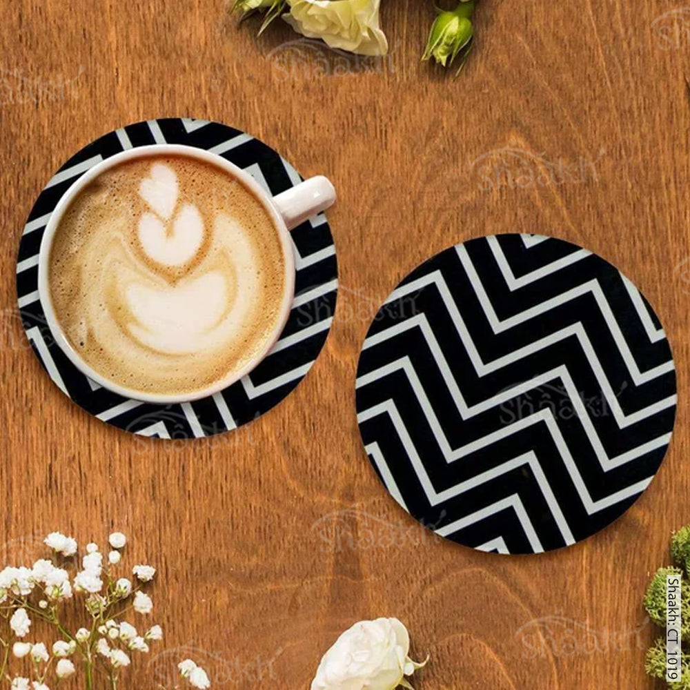Black & White Chevron Coasters | CT 1019