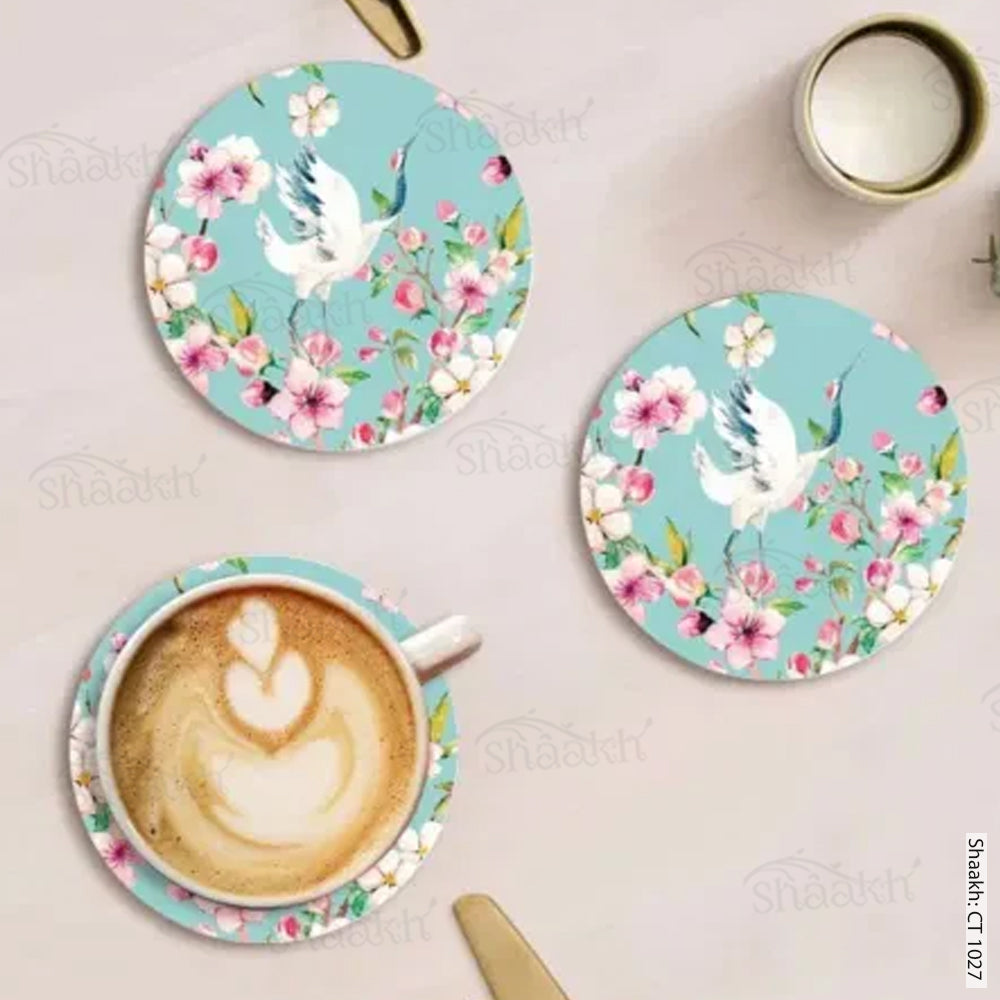 Swans with Flowers Coasters | CT 1027