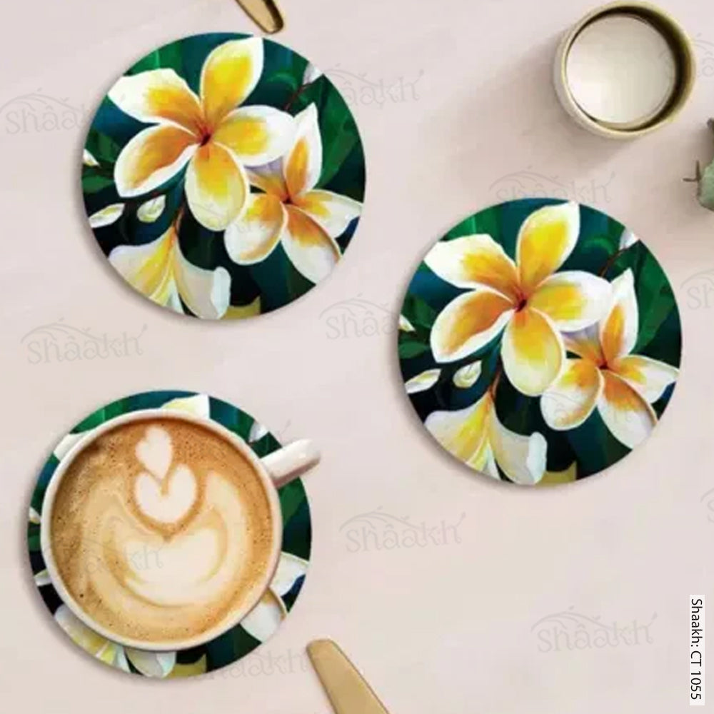 White Plumeria Coasters | CT 1055