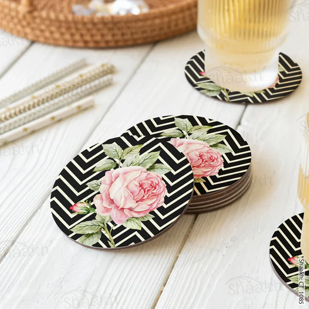 Rose with Chevron Background Coasters | CT 1085